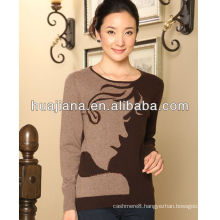 Cashmere knitting women sweater crewneck